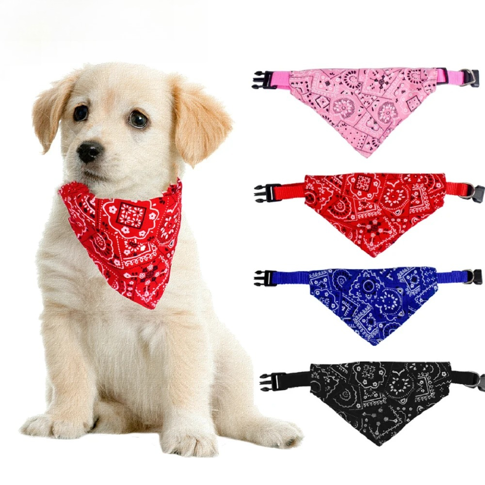 Dog Bandana Scarf - Adjustable Printed Pet Triangle Bandana Scarf,