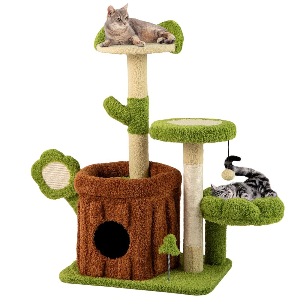 Cat Scratching Post - Cute Cat Tree Green Forest, 36