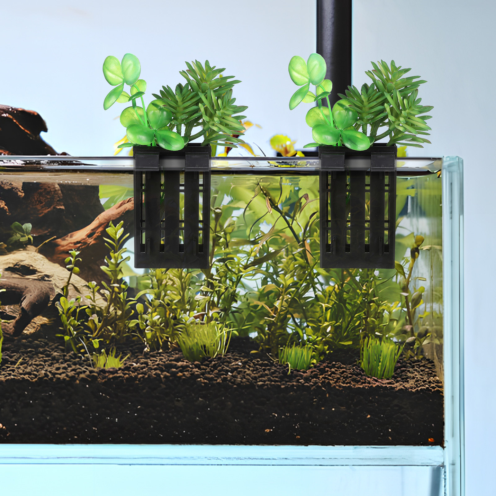 Aquarium Fish Tank - 10Pcs Aquarium Plant Holder Hanging Slotted