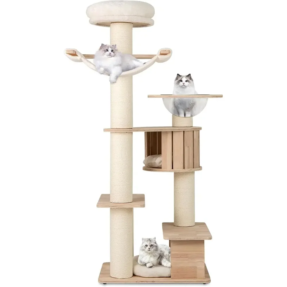 Cat Scratching Post - 69 Tall Multi-Layer Wooden Cat Tower