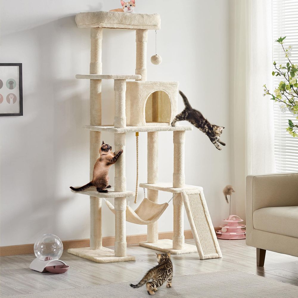 Cat Tree, 63 Inches MultiLevel - Cat Scratching Post avis et prix