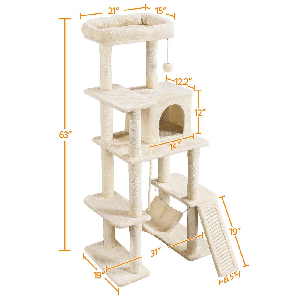 Cat Tree, 63 Inches MultiLevel - Cat Scratching Post avis et prix