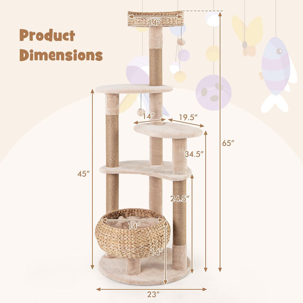 65inch Cattail Cat Tree Tower, - Cat Scratching Post avis et prix