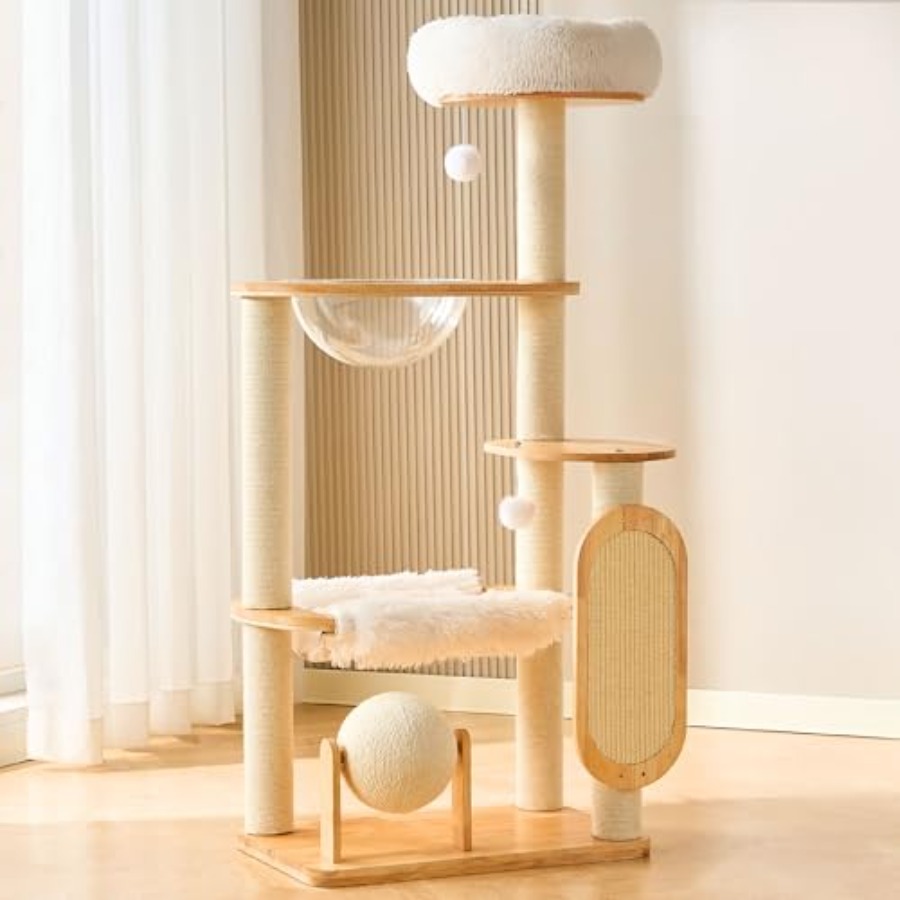 Solid Wood Cat Tree Tower with - Cat Scratching Post avis et prix