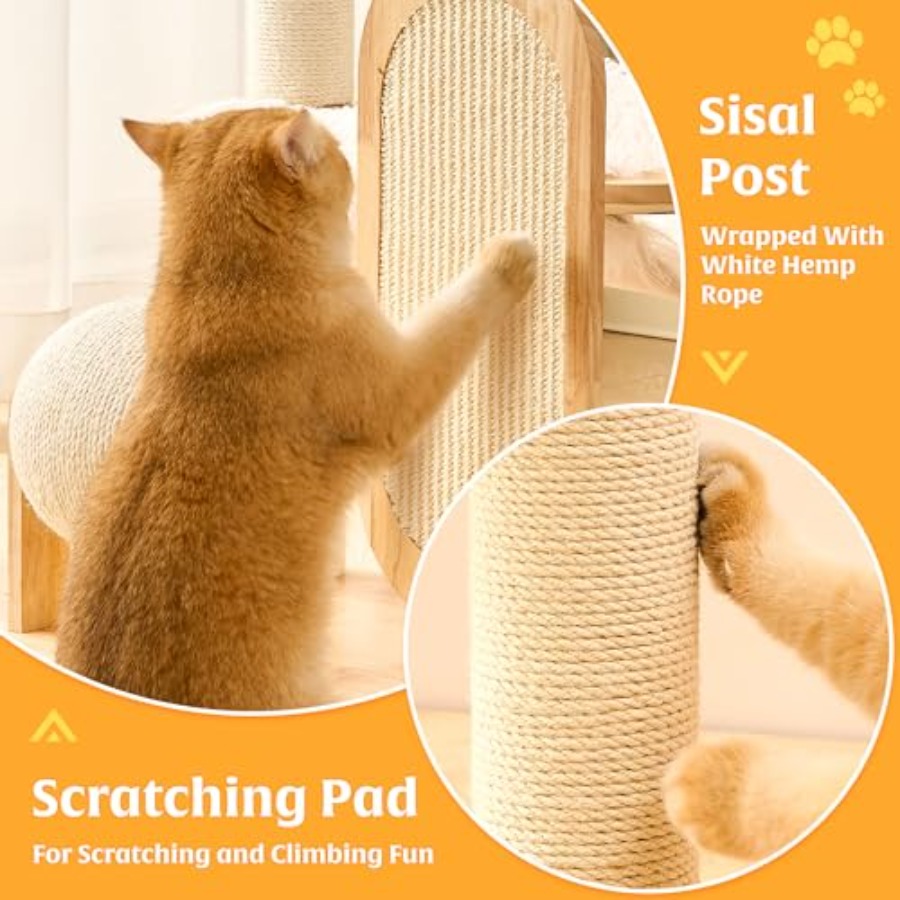 Solid Wood Cat Tree Tower with - Cat Scratching Post avis et prix