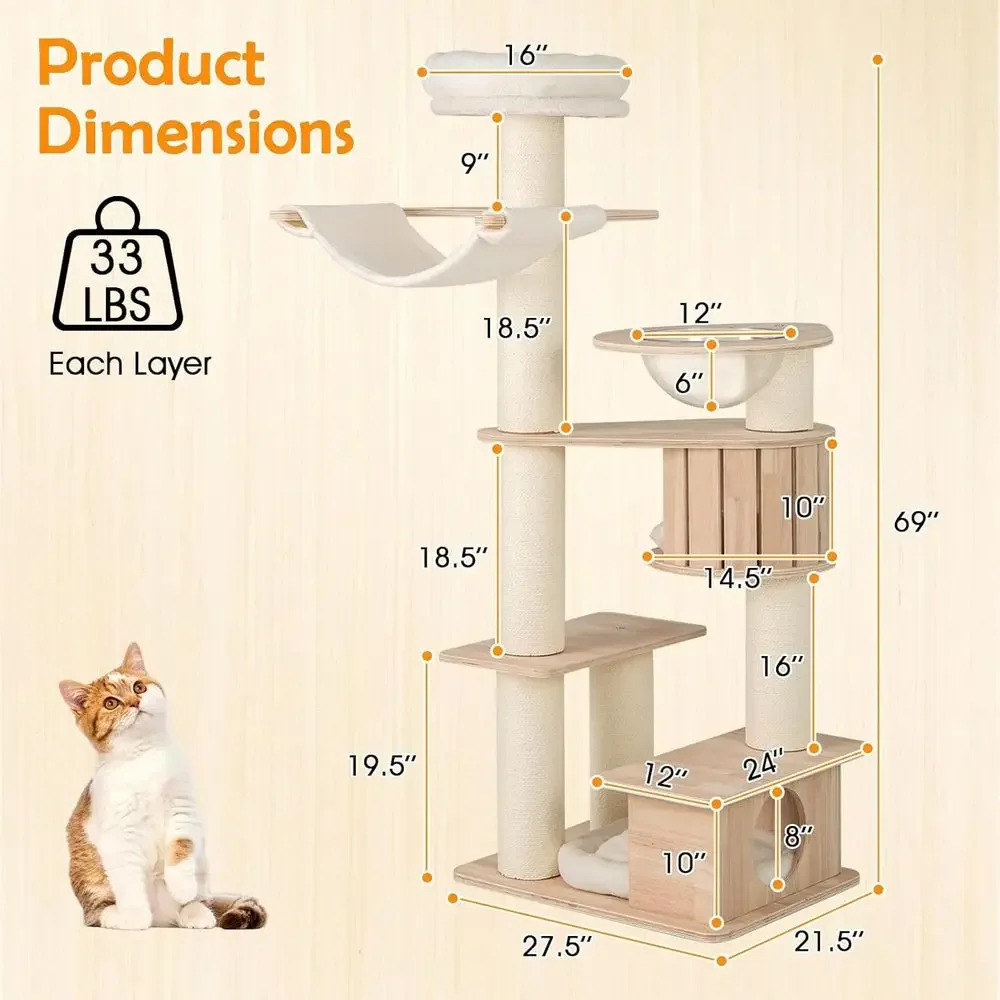 69 Tall Multi-Layer Wooden Cat - Cat Scratching Post avis et prix