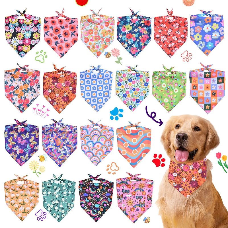 50pcs Floral Dog Bandanas Spri - Dog Bandana Scarf avis et prix