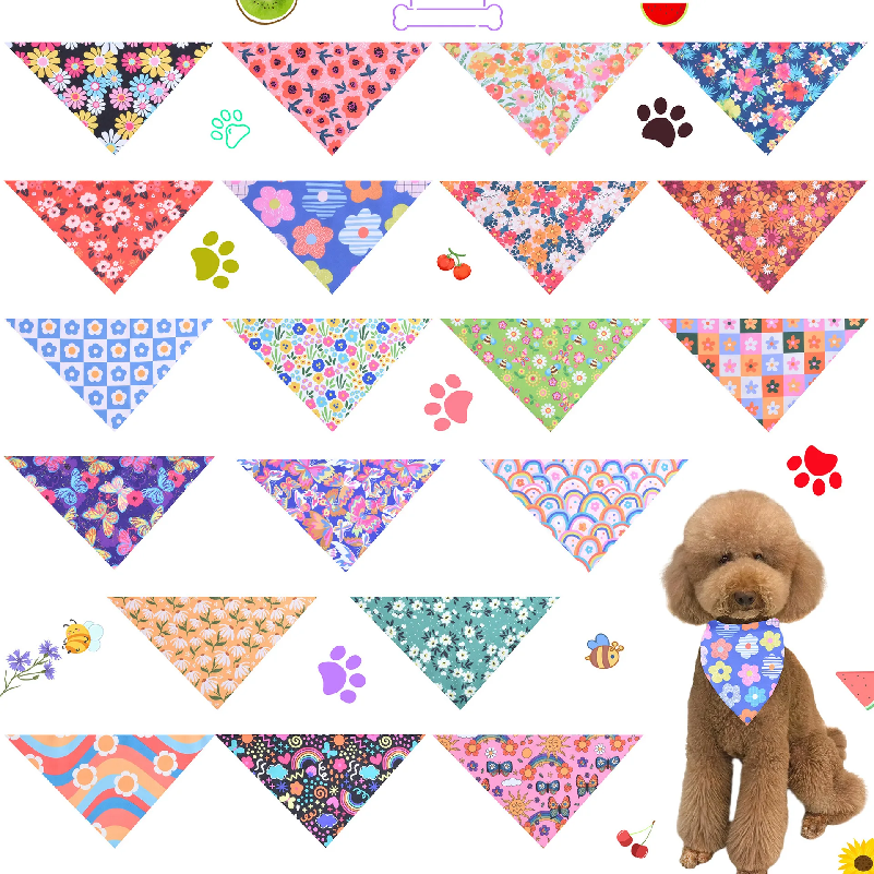 50pcs Floral Dog Bandanas Spri - Dog Bandana Scarf avis et prix